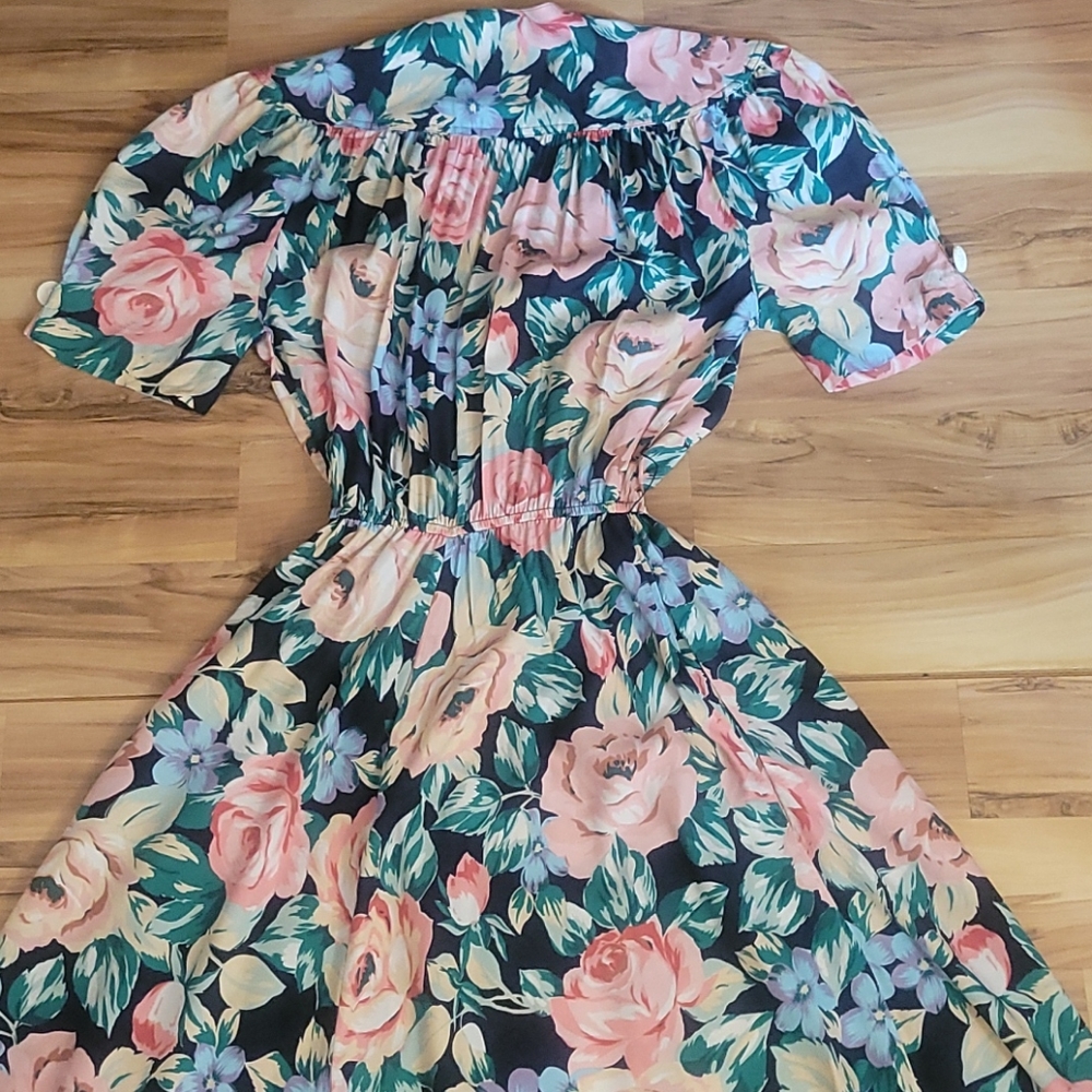 Vintage 90s Carol Anderson Floral Day Dress S View 6